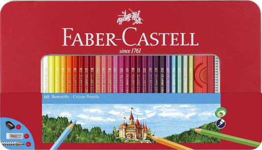 FABER-CASTELL 115894 - Colored Pencil hexagonal, 60 piece metal case
