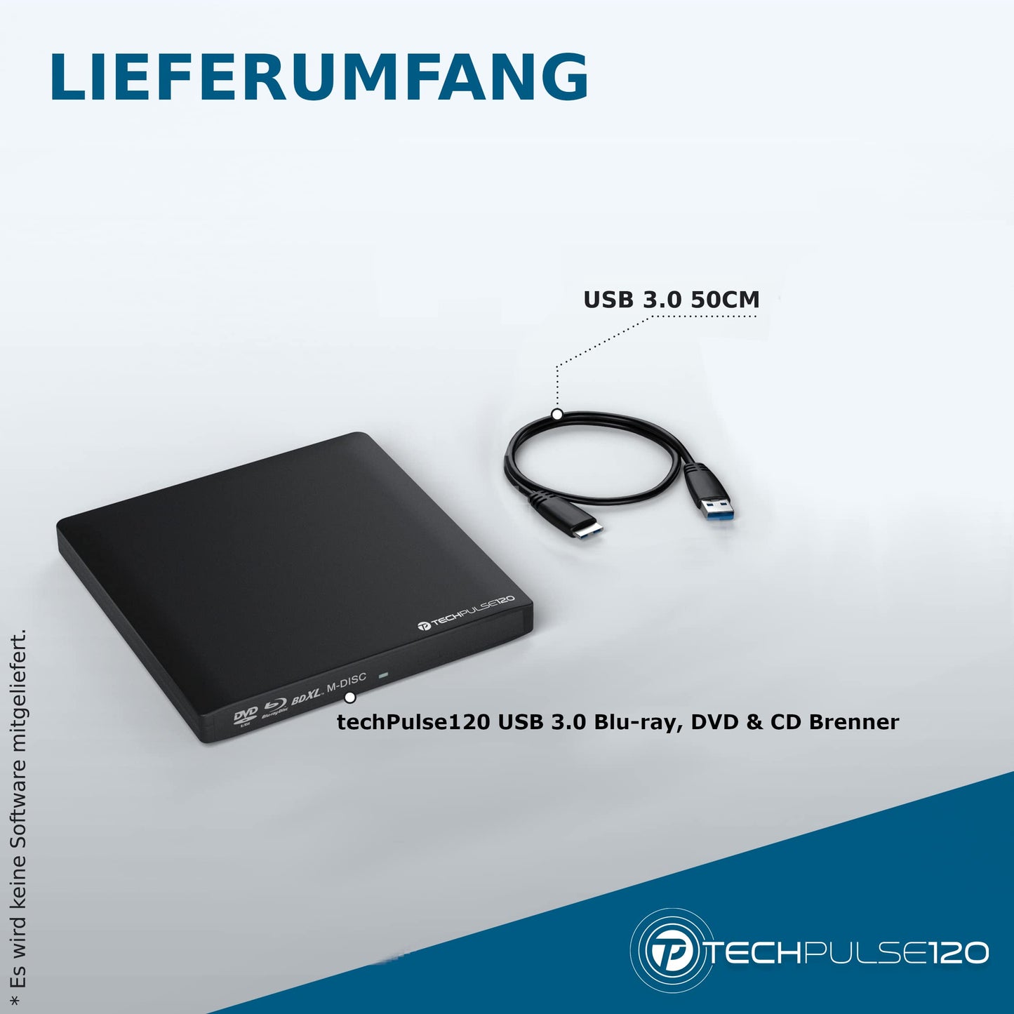 techPulse120 USB 3.0 3D External Blu-Ray Burner Burner M-Disc BDXL Superdrive Blu-ray Rom Drive BD DVD CD Slim for Computer Notebook Ultrabook Windows MacOS Apple iMac MacBook Pro Air Aluminum Black