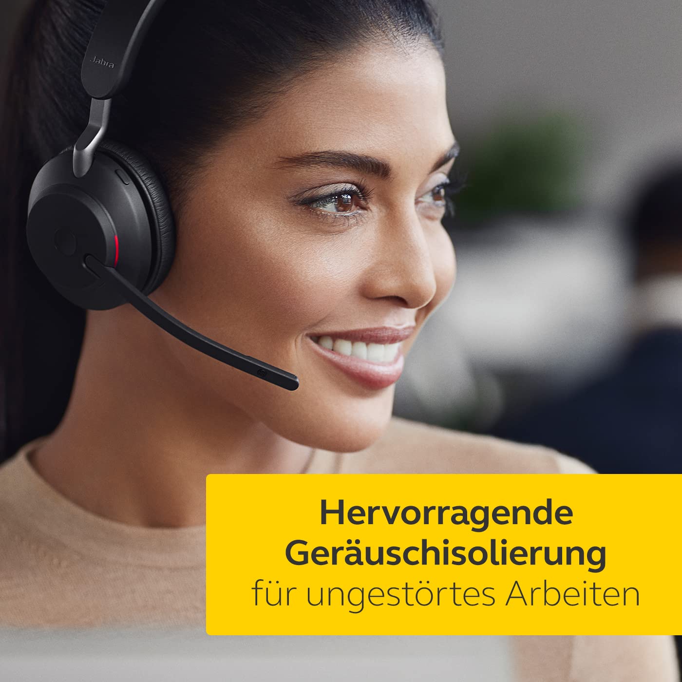 Jabra Evolve2 65 Wireless PC Headset - Noise Cancelling UC Certified Stereo Headphones with Long-Lasting Battery - USB-A Bluetooth Adapter - Black