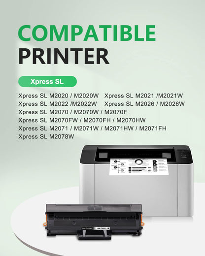 Colorfly MLT D111S Toner Compatible with Samsung D111S MLT-D111L D111S Printer Cartridge for Samsung Xpress M2070 M2070W M2070FW M2026W M2026 M2022W SL-M2070W SL-M2026W SL-M2026 (Black, 2-Pack)