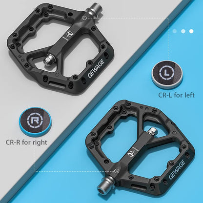 Daring Mountain Bike Pedals, Non-Slip MTB Pedals made of Nylon Fiber, 9/16-inch Bike Pedals, Lightweight and Wide Flat Platform Pedals (Black)