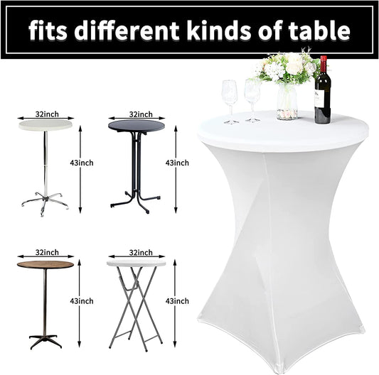 6-pack stretch high-top table covers for cocktail tables, round tablecloth for weddings, Ø60-65cm / Ø70-75cm / Ø80-85cm (Anthracite, Ø60-65cm, White)