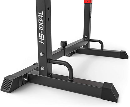 HOP-SPORT Barbell Stand, Adjustable with Safety Bars and Dip Bars for Home Gym, Stable Squat Rack for Barbell Training, Max. Load Capacity 250 kg.