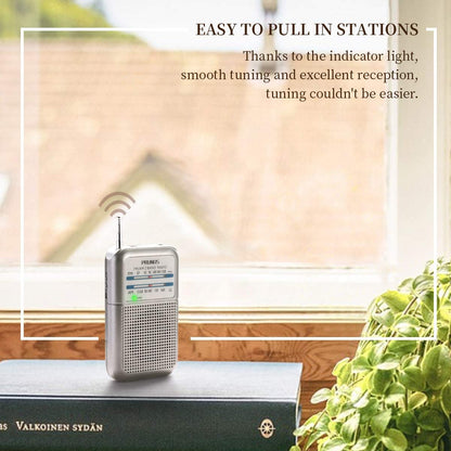 PRUNUS DE333 Mini Radio battery operated, AM FM SW radio small medium wave radio with excellent reception, with signal indicator, small radios powered by AAA battery for walking, camping.