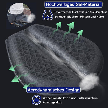 PhyiFlbey Motorcycle Gel Seat Cushion Moto 3D Honeycomb Universal Seat Cover Structure Breathable Shock Absorbing reduces Motorcycle Gel Seat Pad for Comfortable Long Rides Patent No.: 015020732-0001