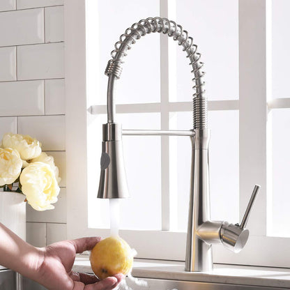 TIMACO kitchen faucet 360° swivel kitchen tap mixer kitchen faucet brushed nickel spiral spring faucet.