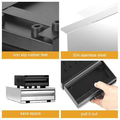 Coffee Knock Box, Modern Stainless Steel Thickened Espresso Knock Box, Space-Saving Removable Drawer, Coffee Grounds Bin with Detachable, Shock-Absorbing Knock Bar and Non-Slip (Black)