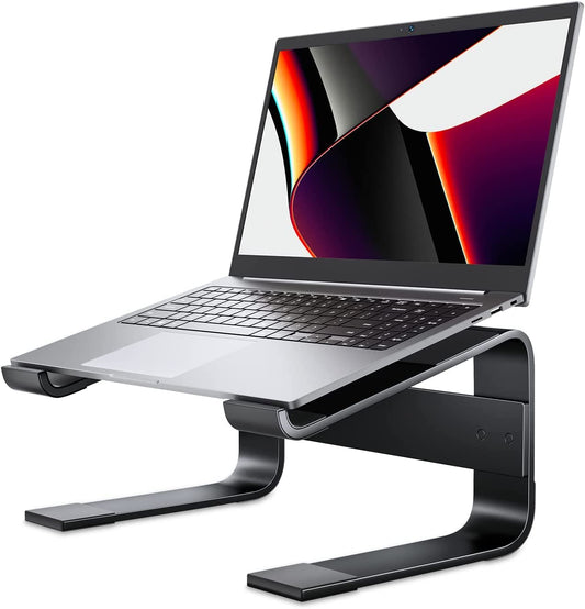 Soqool Laptop Stand, Aluminum Laptop Stand with Ventilation, Ergonomic Laptop Holder for Desk, Compatible with MacBook Air/Pro, Lenovo, Huawei, Acer, Dell, HP (10-17 inches)