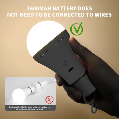 USB-C Rechargeable Bulb With Remote Control, 7W E27 Smart Battery Bulb, Touch Control Dimmable LED Bulbs With Timing Function, Outdoor Camping Emergency Light With Hook, 6500k/2 pack