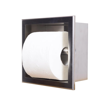 Balneo stainless steel toilet paper holder, 17.3x17.3x8.6 cm, recessed installation, paper dispenser toilet paper holder for bathroom, wall-mounted installation Wall-Box Paper 1 INOX