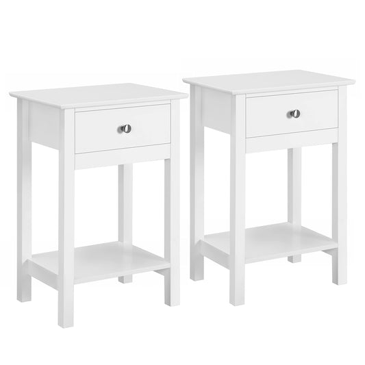 Yaheetech 2 Pack Nightstand Side End Table with Drawer and Shelf Modern Telephone Table Coffee Table made of MDF 40 x 30 x 61 cm, White