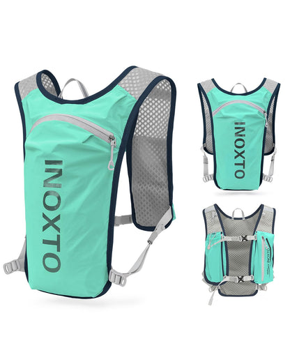 INOXTO Running Backpack, 5L Lightweight Hydration Pack, suitable for outdoor hiking, cycling competition, mountaineering hydration vest, backpack, men and women (Light green)