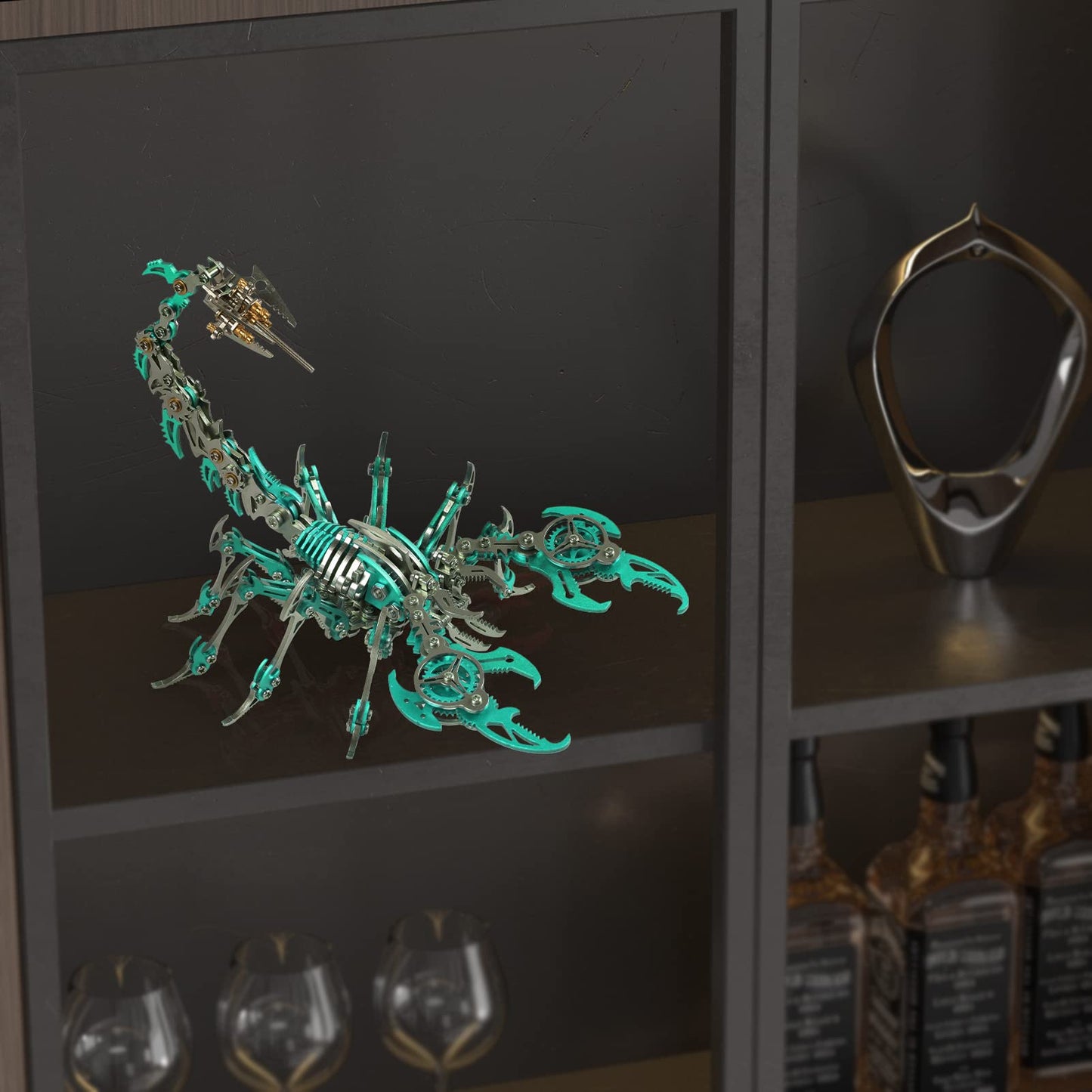 Metallic Scorpion 3D Metal Puzzle Kits for Adults Teens - 454 Pieces - Mechanical Assembly Models - 4 Hours Build Decorations (Green)