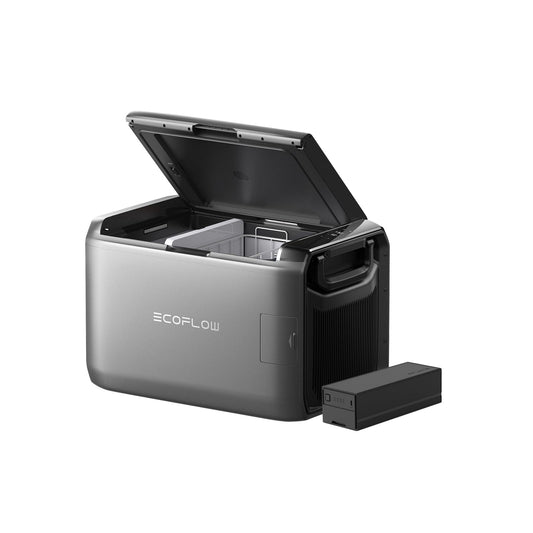 ECOFLOW GLACIER Classic Portable Cooler 55L with 298Wh Extra Battery, Two-Zone Car Cooler, 39 hours of off-grid cooling, powered by AC/Solar/Car, for camping, road trips, fishing