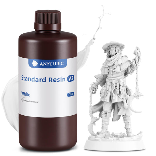 ANYCUBIC Standard Resin V2 1000g, 3D Printer Resin, 405nm LCD SLA Rapid UV Curing Resin, High Precision and Fast Photopolymer Resin for LCD/DLP/SLA 3D Printing, White