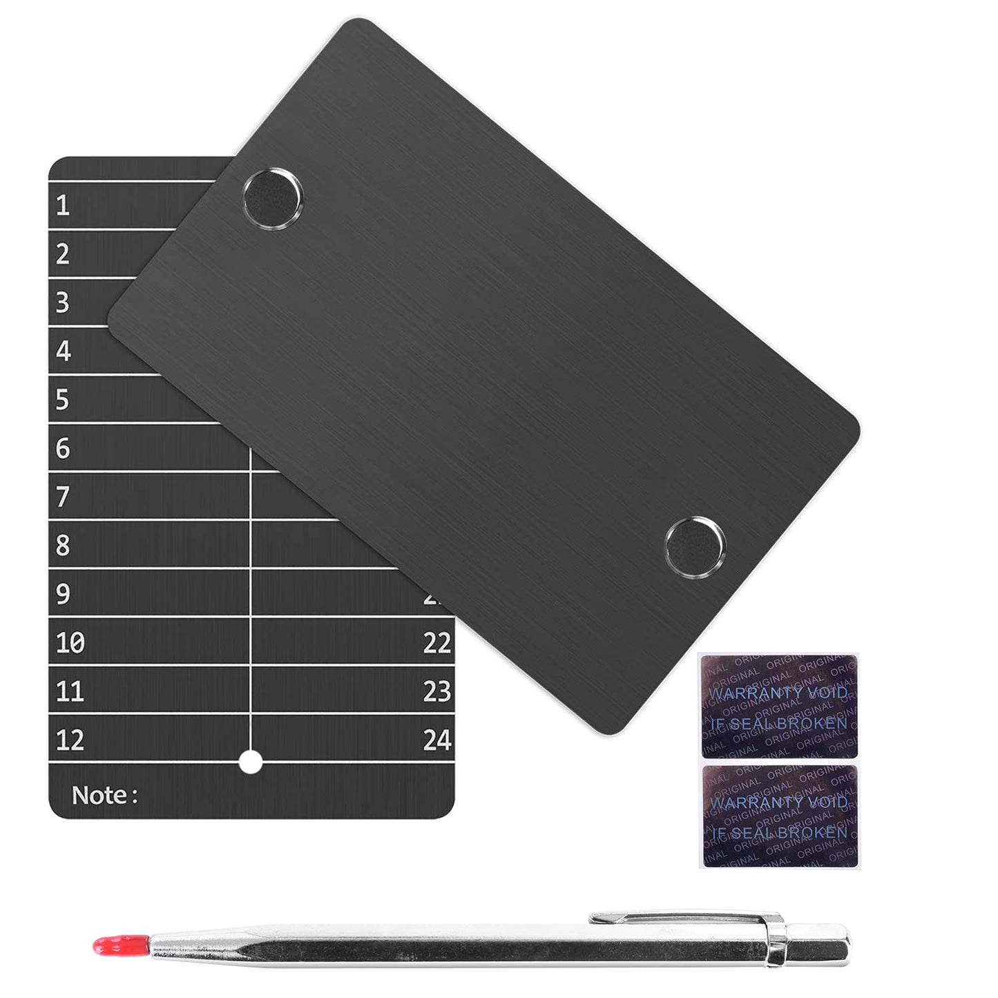 Crypto Seed Storage, Bitcoin Cold Wallet Backup - BIP39 12 or 24 Word Recovery Phrase Backup Crypto Wallet with Engraving Pen (Double) (Gray)