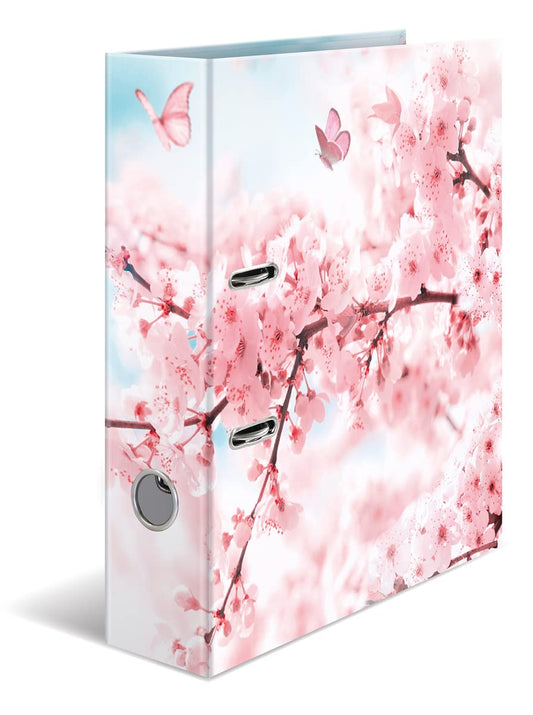 HERMA A4 Cherry Blossom Flower Set, 10 pieces, 7 cm wide, Kids Ring Binder with plant motif, colorful file folder with interior print for boys and girls