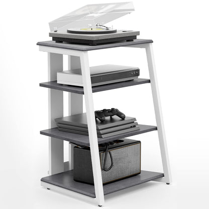 FITUEYES Design HiFi Rack made of wood & steel, turntable table with adjustable shelves, HiFi shelf for turntables & stereo systems & compact systems, 61 x 52 x 78 cm.