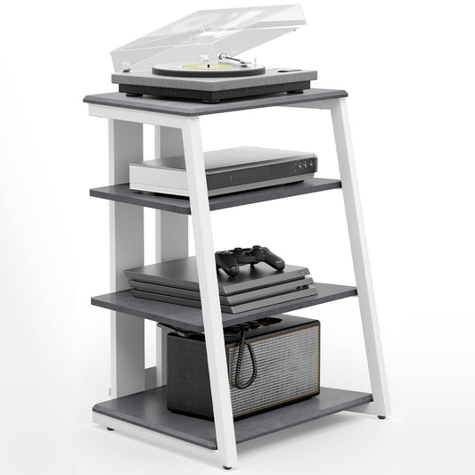 FITUEYES Design HiFi Rack made of wood & steel, turntable table with adjustable shelves, HiFi shelf for turntables & stereo systems & compact systems, 61 x 52 x 78 cm.