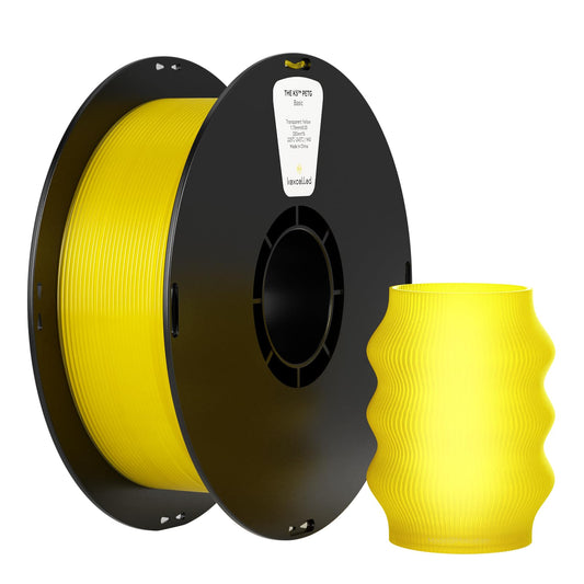 kexcelled PETG filament 1.75mm, 3D printing filament +/- 0.03mm, 1kg spool (2.2 lbs), chemical resistance, suitable for most FDM printers, transparent yellow