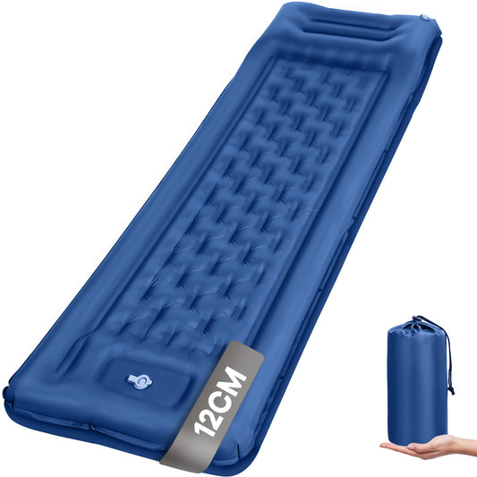 Haksimey Self-Inflating Camping Air Mattress, 12cm Thick Inflatable Camping Mat, 72 * 200cm Air Mattress with Pillow and Foot Pump, Sleeping Pad for Hiking, Beach, Outdoor, and Tent.