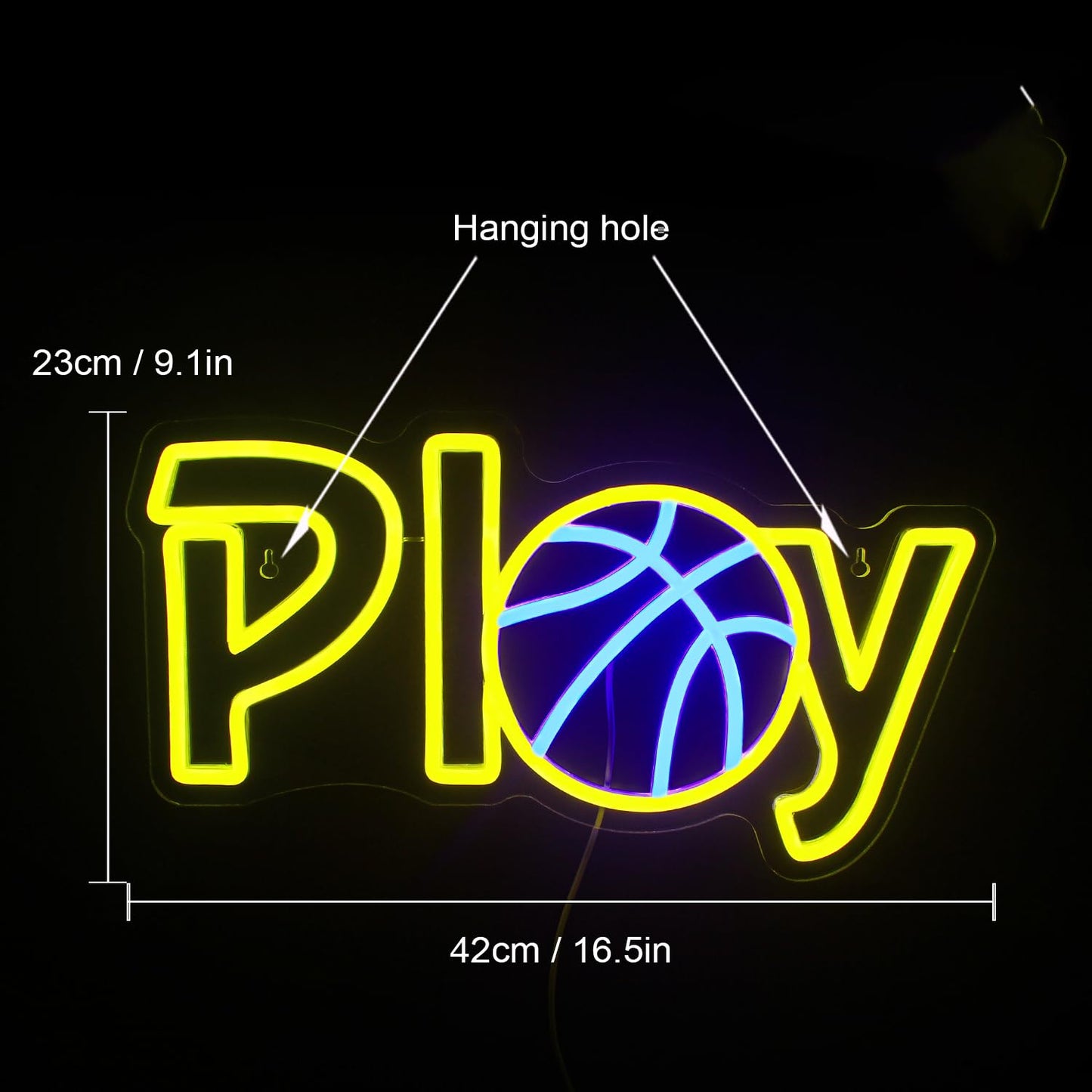 LUCUNSTAR Basketball Neon Sign for Wall Decor, Play Neon Light, Basketball LED Sign with USB Powered for Game Room, Living Room, Basketball Court