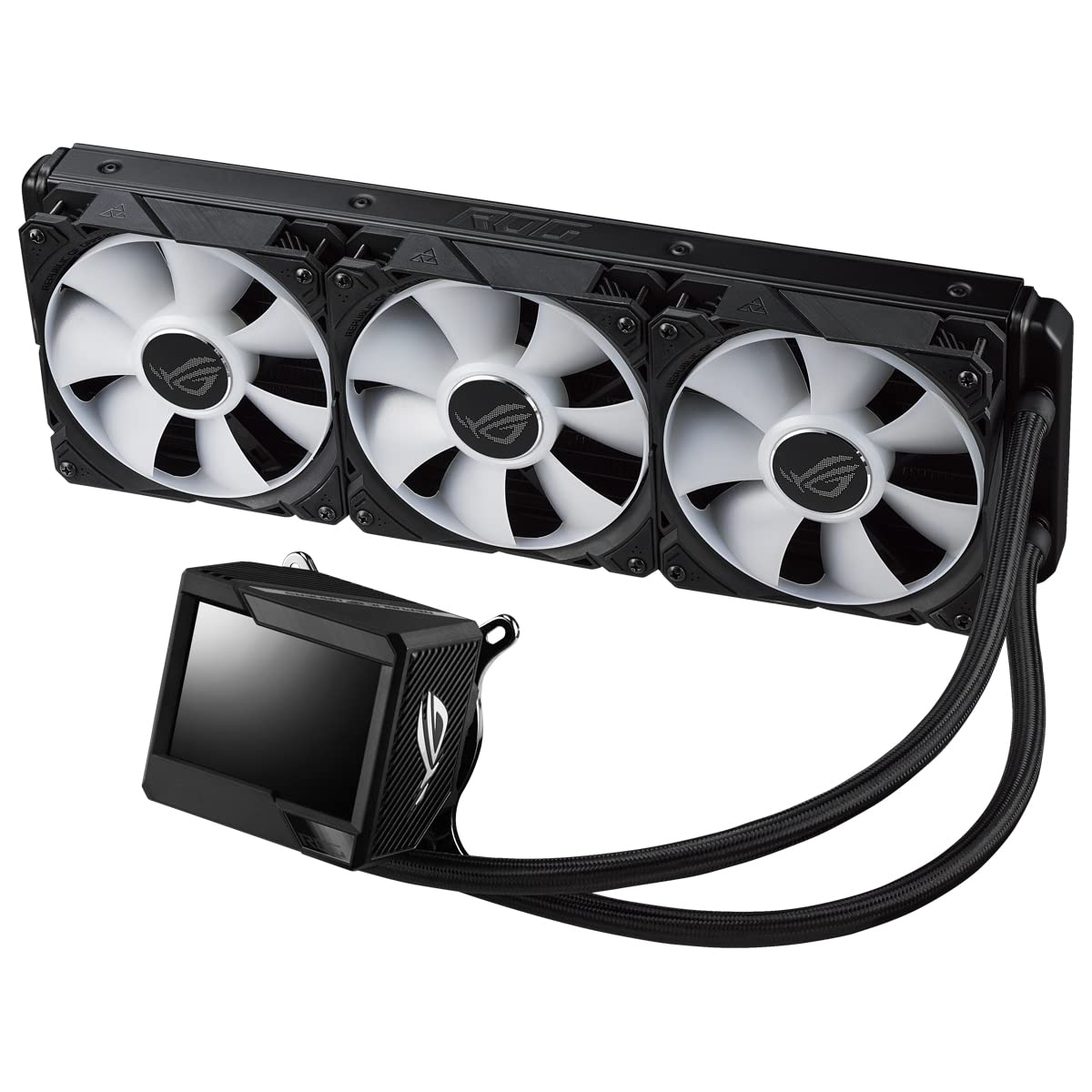 ASUS ROG RYUJIN II 360 ARGB All-in-One CPU water cooling (3.5-inch LCD, integrated pump fan for VRM and M.2 cooling, 3x ROG 120mm ARGB radiator fans)