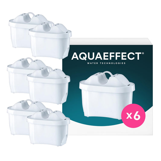 AQUAEFFECT MAX+ water filter cartridge 6-pack - Compatible with BRITA MAXTRA PRO filter jugs