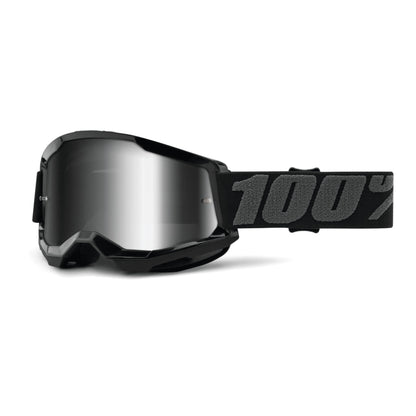 100% STRATA 2 Black Goggle - Silver Mirrored Lens