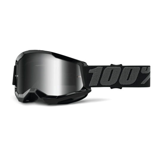 100% STRATA 2 Black Goggle - Silver Mirrored Lens
