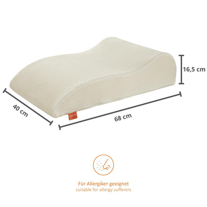 Sleeper leg pillow, leg elevation pillow, leg pillow, positioning pillow for adults, knee pillow 40 x 68 x 16.5 cm, 100% polyester, washable at 60 degrees, Oeko-Tex 100, Made in EU.
