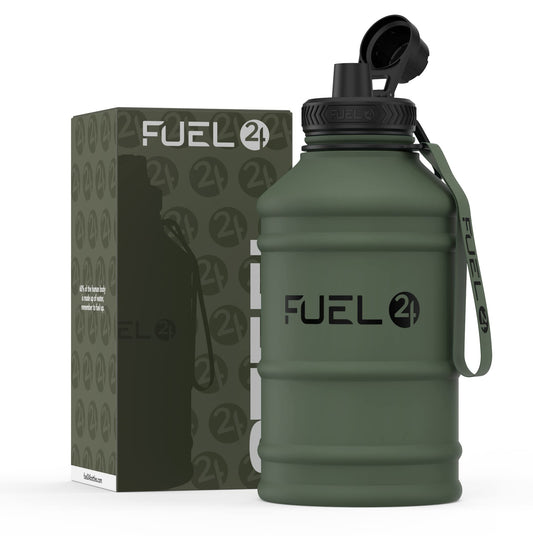Fuel24 Extra Strong Stainless Steel Water Bottle 1.3L & 2.2L - Leakproof & BPA-Free - Durable Metal Bottle for Gym, Sports Jug for Adults