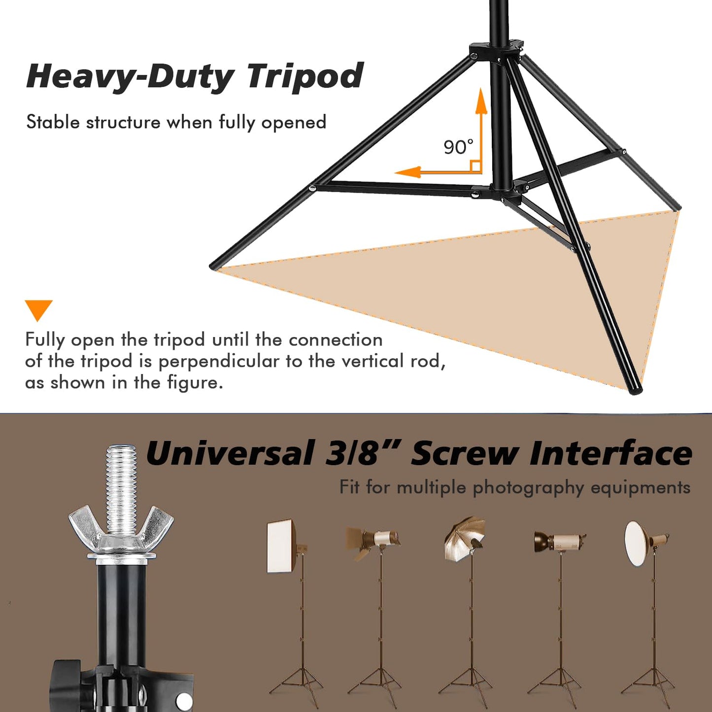 2.6x3m Photo Studio Background System Adjustable Photo Background Stand Set for Photography Party with 1 Carrying Bag, Support System Stand for Photos, Videos, Studio, 6 Spring Clamps, 2 Sandbags
