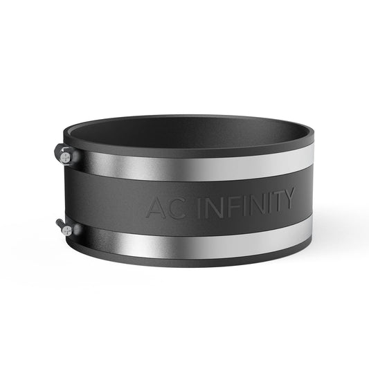 AC Infinity Noise Reducing Clamp, Duct Connector with Stainless Steel Clamps, 150mm - Flexible rubber clamp for inline fans and carbon filters in grow tents and ventilation systems.