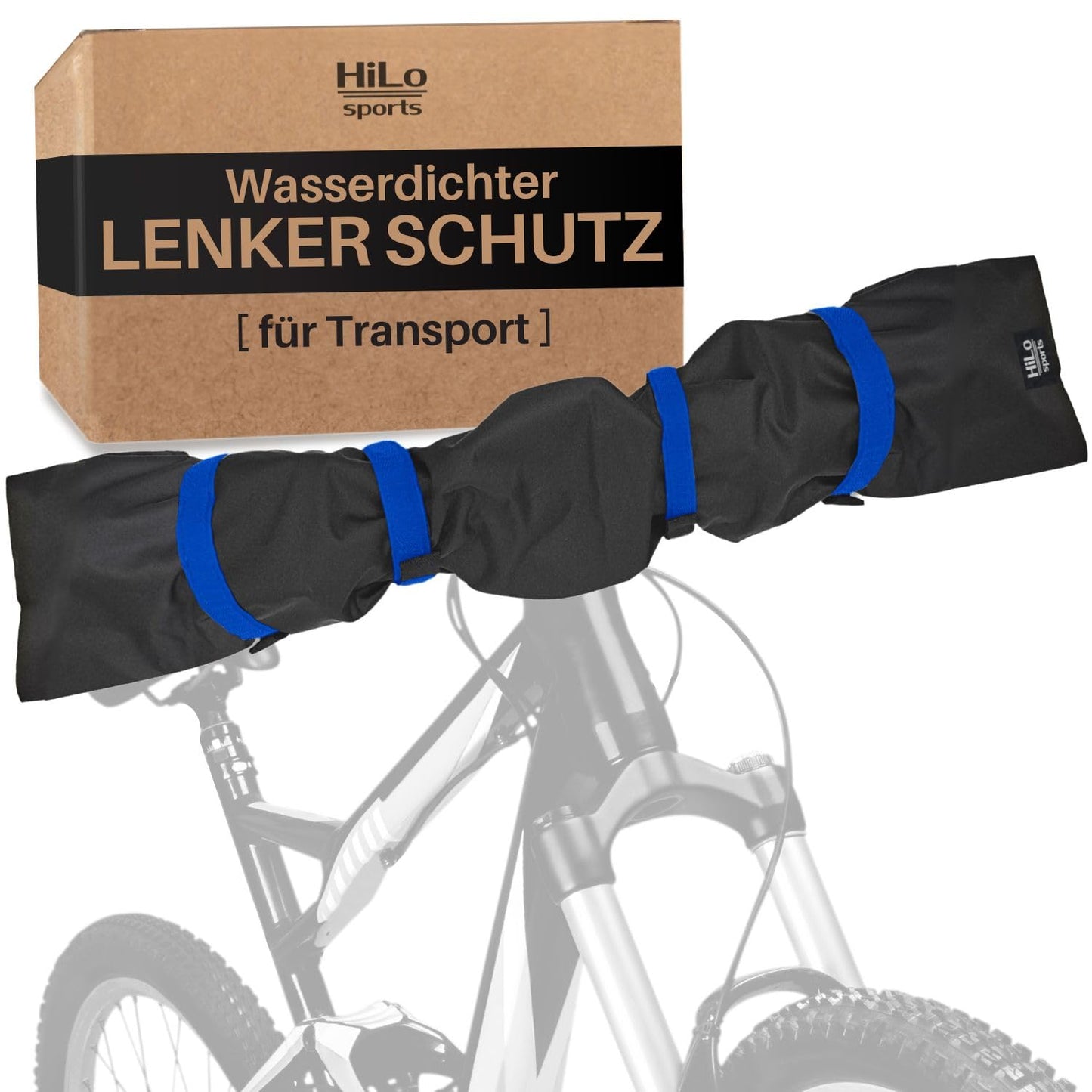 HiLo sports handlebar cover for E-Bike waterproof - [For all bike handlebars] - Also fits large handlebars with horns - Tear-resistant bike transport protection - Bicycle protection rear carrier (Blue)