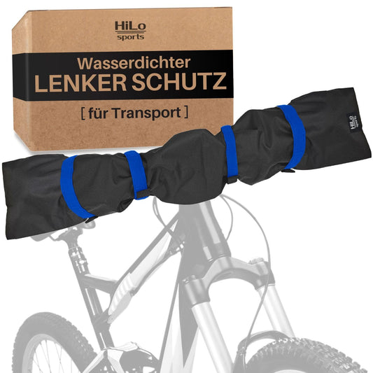 HiLo sports handlebar cover for E-Bike waterproof - [For all bike handlebars] - Also fits large handlebars with horns - Tear-resistant bike transport protection - Bicycle protection rear carrier (Blue)