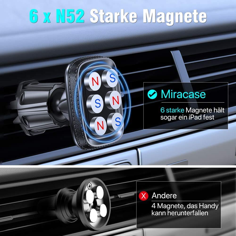 Miracase Magnetic Car Phone Holder with 6 Strongest Magnets Universal Car Smartphone Mount for iPhone 16 Pro Max/15/14/13/12/11/SE/XS/XR/X/8/7/ Samsung/Huawei etc.