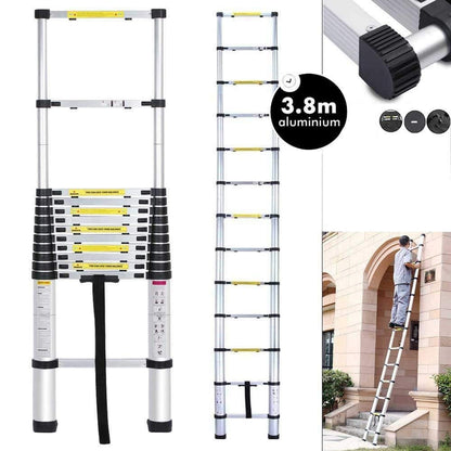 Multipurpose ladder 3.8m telescopic ladder aluminum folding ladder non-slip extendable sturdy step ladder 150 kg/330 lbs capacity.