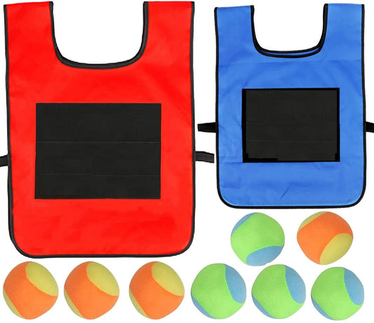 BEOIUCZZY 2 piece Sticky Ball Vest, Dodgeball Game Set Dodgeball Game Set Velcro Ball Game for parent-child game indoors and outdoors throwing games children's gift with 10 cotton balls.