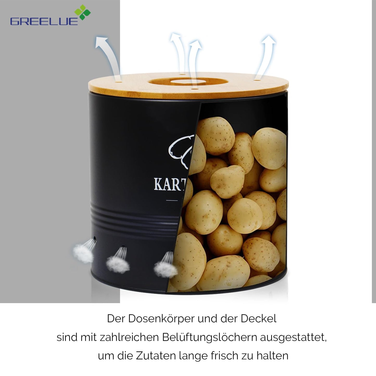 GREELUE Premium Potato Storage Box [3-Pack], Potato, Onion, and Garlic Storage, Keeps Vegetables Fresh Longer (SET02)