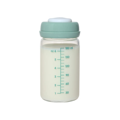 Premium glass breast milk storage bottles, 4 pieces, 180 ml, dishwasher, freezer and microwave safe (glass bottles for breast milk, 4 x 180 ml)
