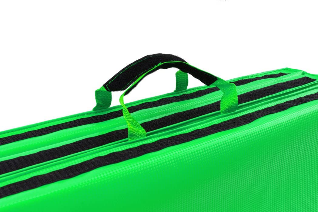 Hop-Sport folding gymnastics mat - ground cushion for home 180x60x5cm - fitness mat, gymnastics mat with carrying handles and Velcro closure thickness 4cm / 5cm (green)