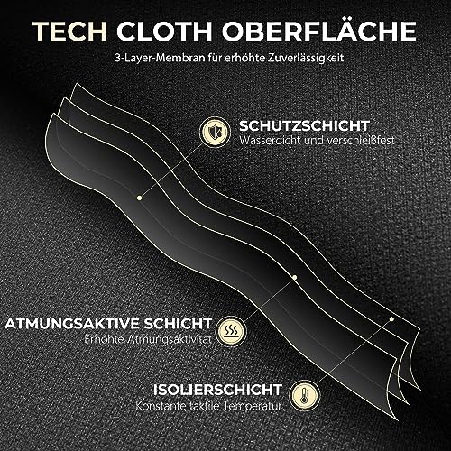 Dowinx office chair, ergonomic with footrest and padded armrest, fabric, high back swivel computer chair, adjustable executive chair up to 150 KG (Black)