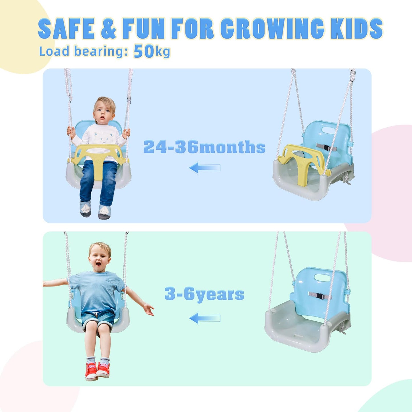 CCLIFE Baby swing with swing frame children's swing swing set outdoor and indoor adjustable from 2 years ZERRO