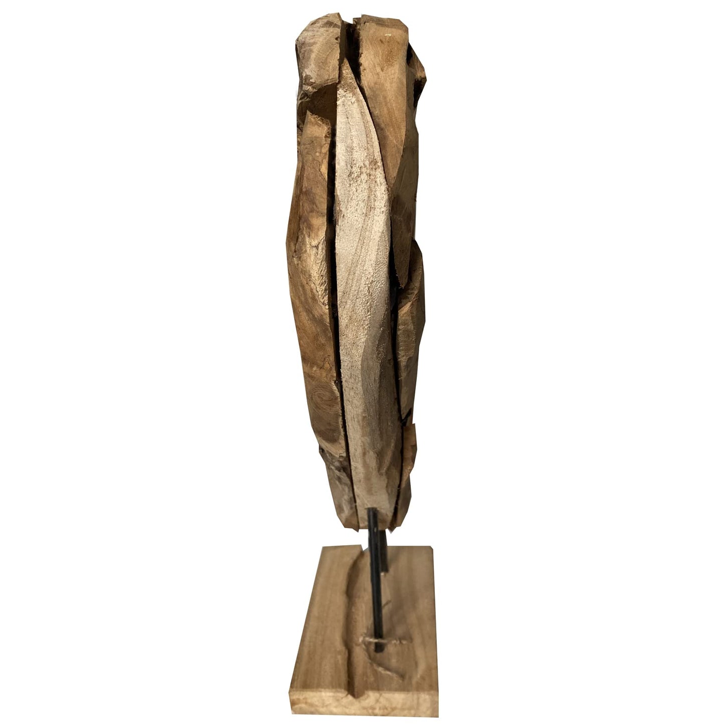 Teak wood heart unique sculpture on stand 47x37 cm high Solid wood Teak decorative heart 43300-017