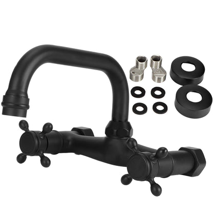 Tomotato Bathtub Faucets, Wall Mounted Bathtub Double Handle Hot and Cold Water Faucet 360° Rotatable Faucet for Shower and Bathtub (Type A)