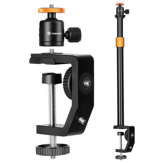 TARION C-Clamp Support Clamp Desk Mount for Camera With Ball Head and Adjustable Extension Rod 33-60cm for Vlogging Live Stream Photo Studio Light Photography Filming (TR-CS)