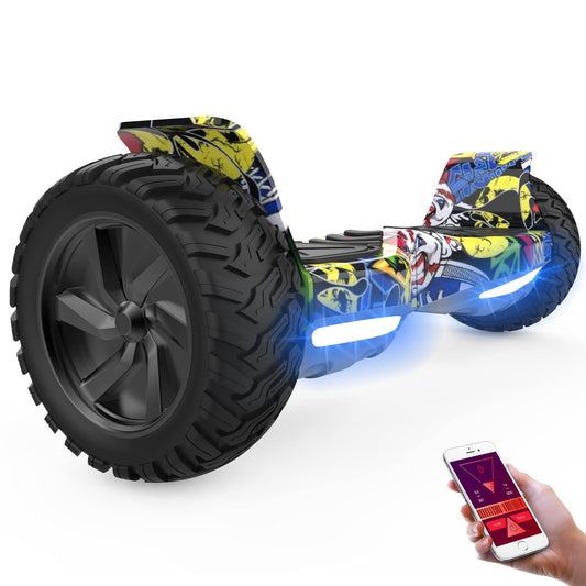 GeekMe 8.5 inch Offroad SUV Hoverboards with APP, Bluetooth Speaker, Dual Motor, LED Lights, All Terrain Hoverboards for Kids and Adults.