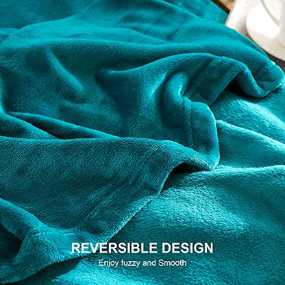 EHEYCIGA Fleece Blanket, King Size Flannel Blanket, Couch, Blue Green, 228 x 274 cm, Microfiber, Soft, Cozy, Lightweight Luxury Blanket.