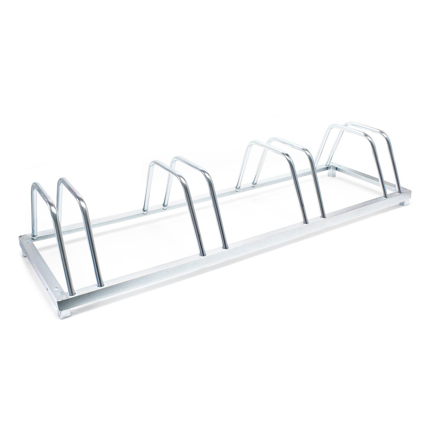 Wiltec bike stand for 4 bikes 124x39.5x19.5cm made of galvanized steel and suitable for wall mounting. Row parker bike rack.